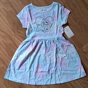 Disney Blue and Pink Tie-Dye Dress with Ariel Print